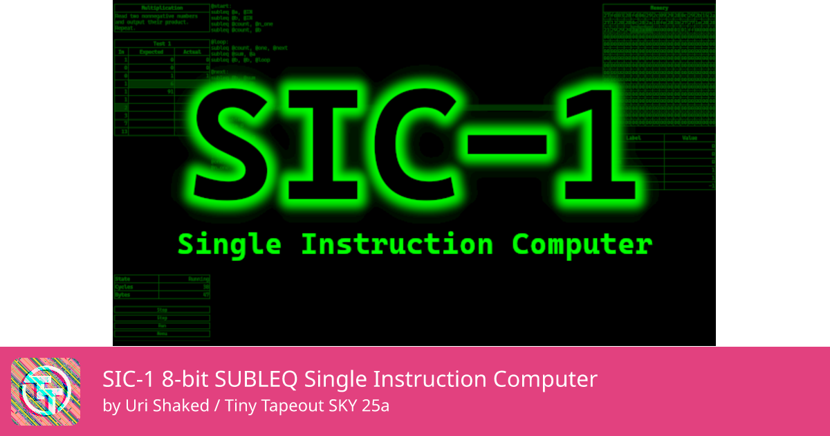 679 SIC-1 8-bit SUBLEQ Single Instruction Computer :: Quicker, easier ...